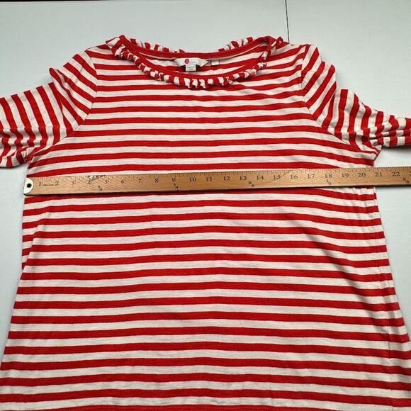 Boden Top Womens Large Red Striped Long Sleeve Ruffle Collar Preppy Nautical - Picture 10 of 12